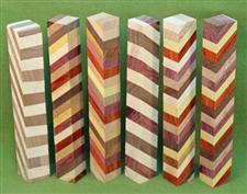 Blank #370 - Segmented Pen Turning Blanks, Assorted Exotic Hardwoods, Set of 6,  3/4" x 3/4" x 5 1/2+" ~ $18.99